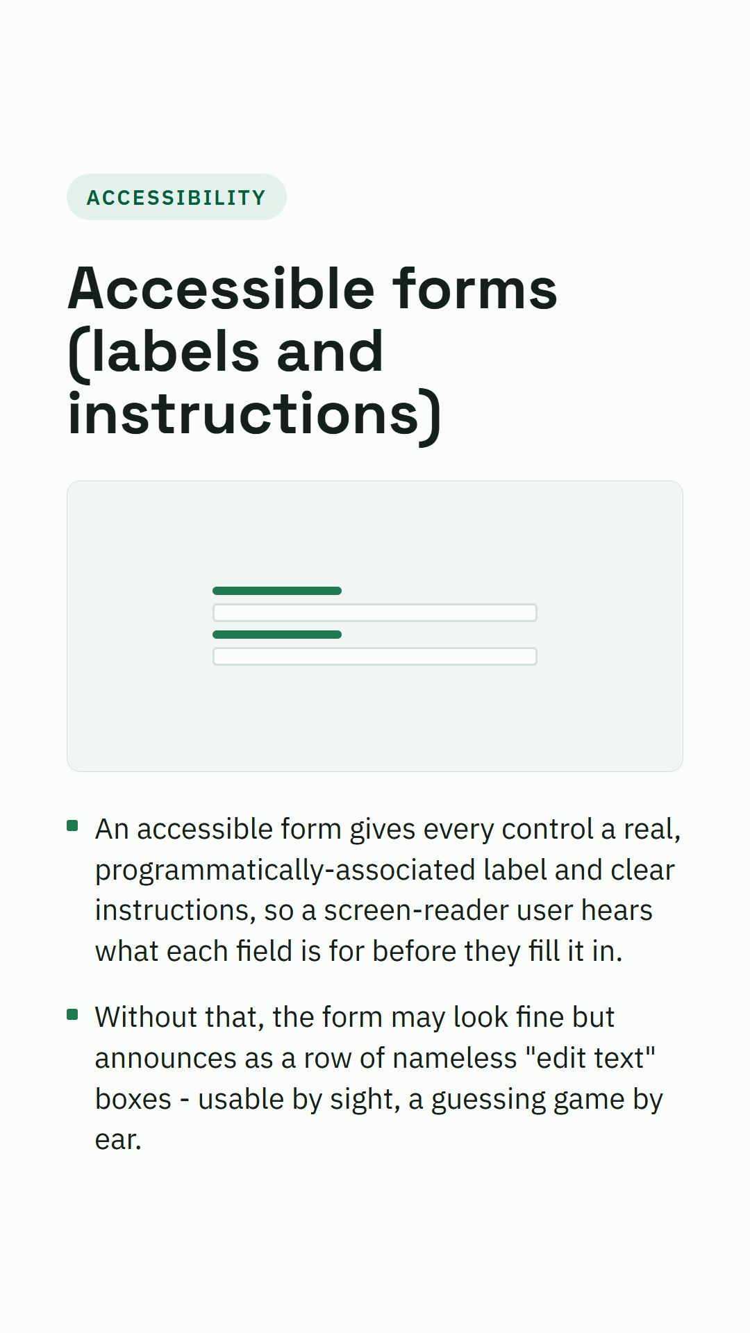 Still from the Accessible forms (labels and instructions) video