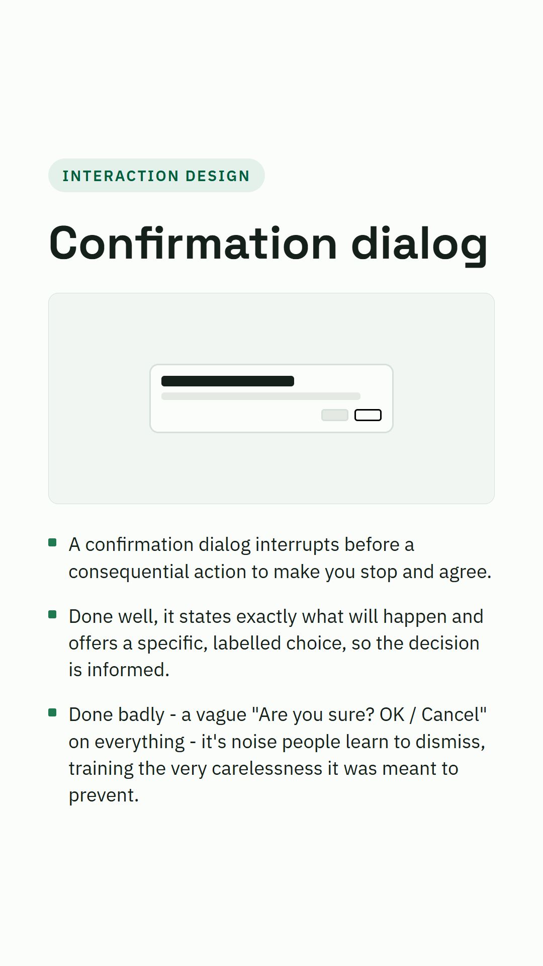 Still from the Confirmation dialog video