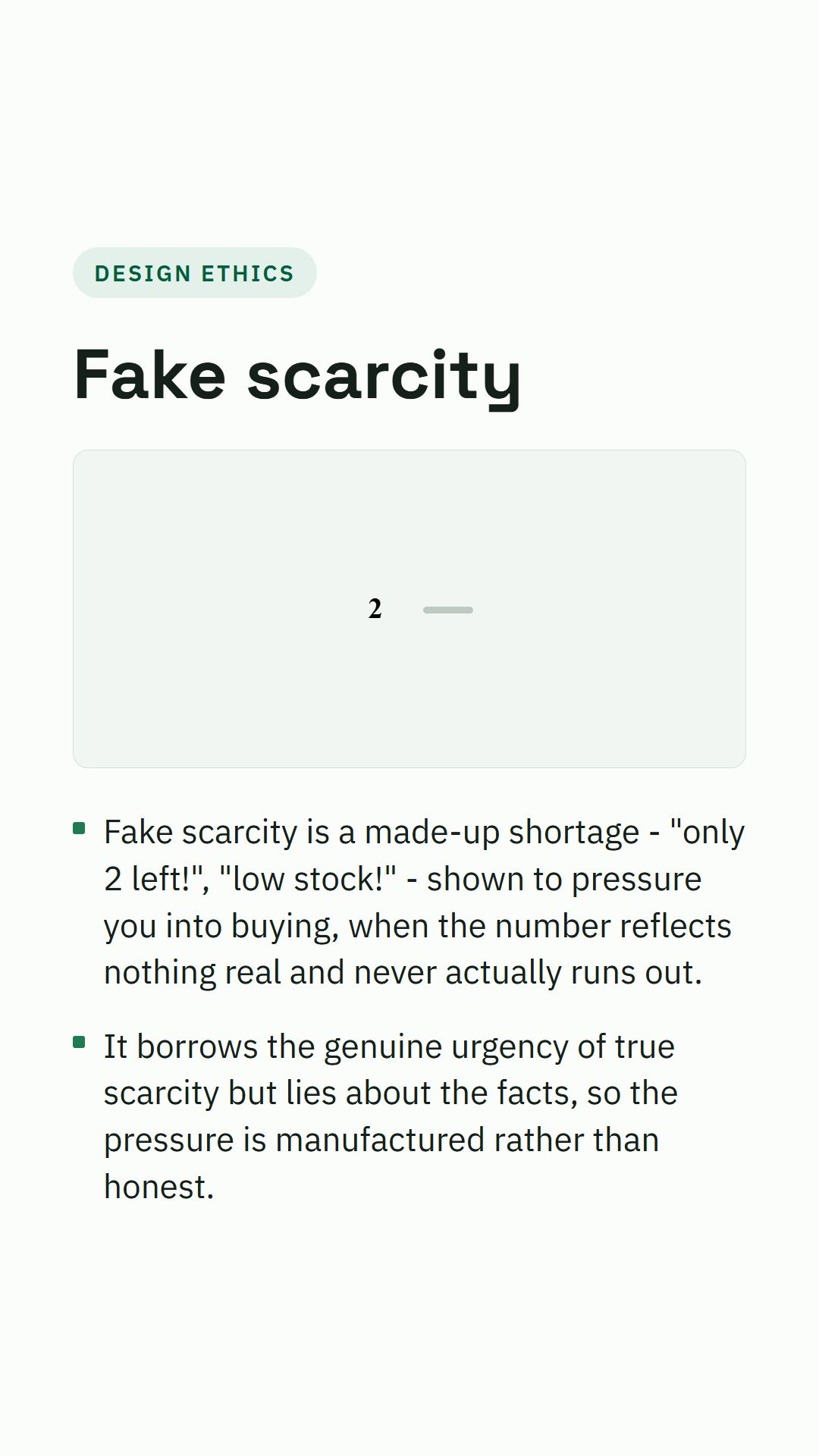 Still from the Fake scarcity video