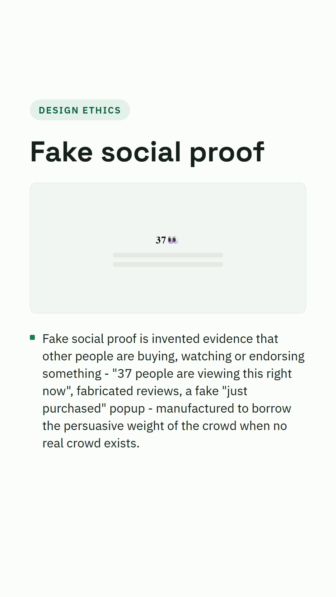 Still from the Fake social proof video