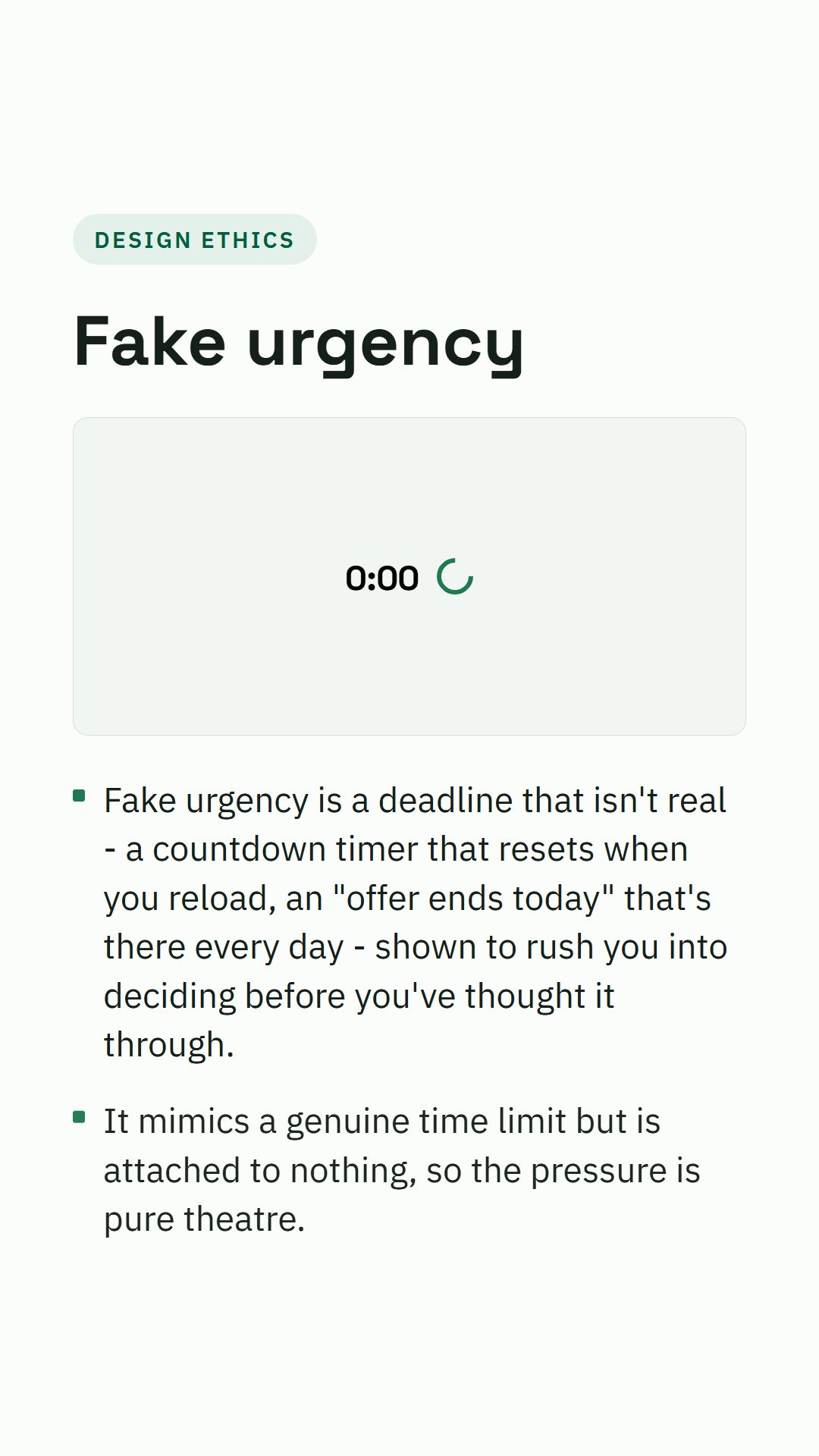 Still from the Fake urgency video