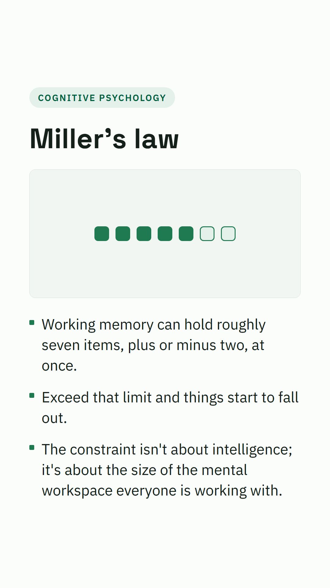 Still from the Miller's law video