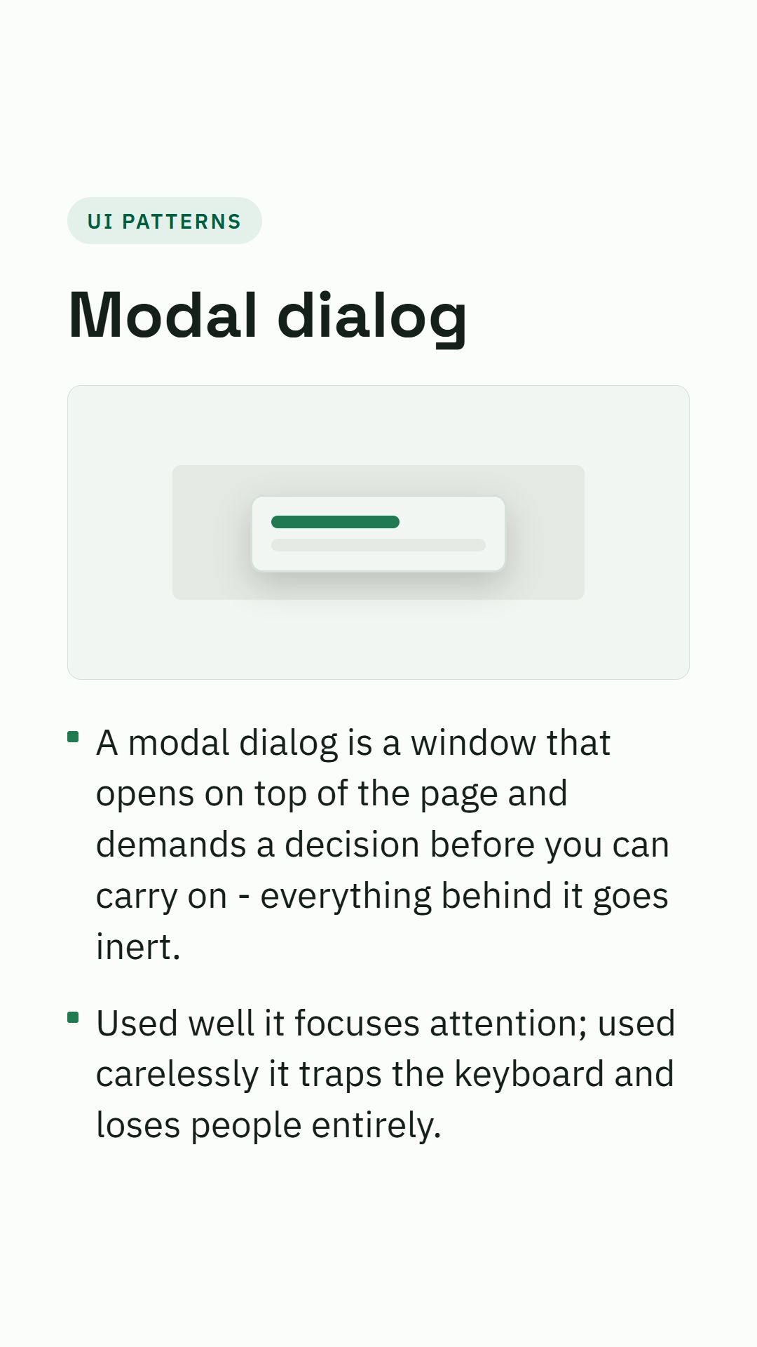 Still from the Modal dialog video