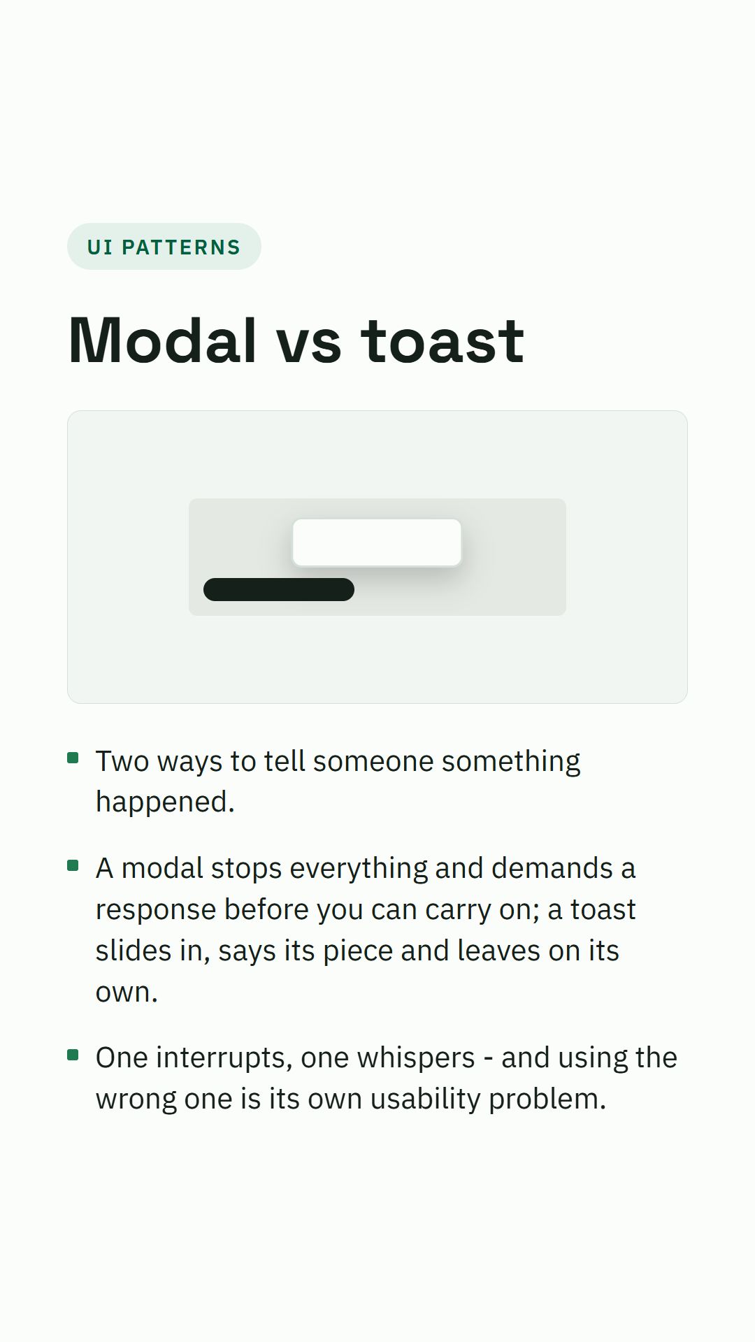 Still from the Modal vs toast video