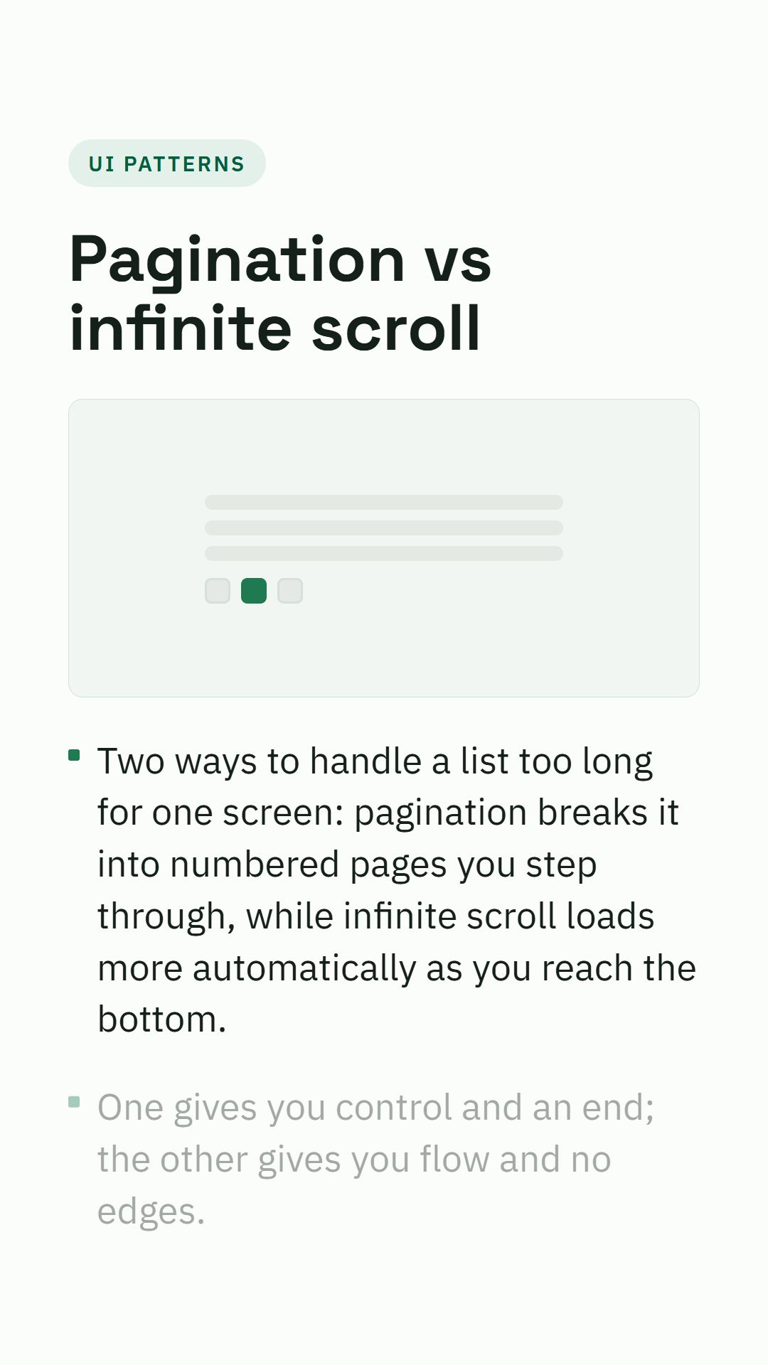 Still from the Pagination vs infinite scroll video