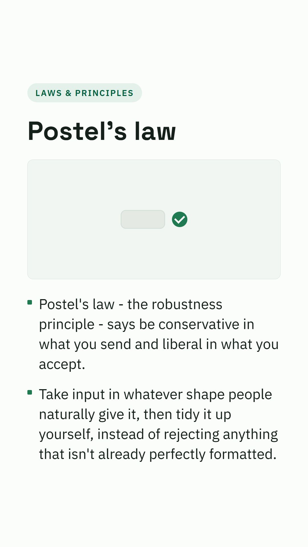 Still from the Postel's law video
