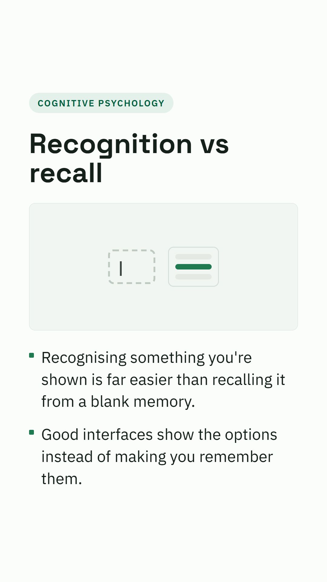 Still from the Recognition vs recall video