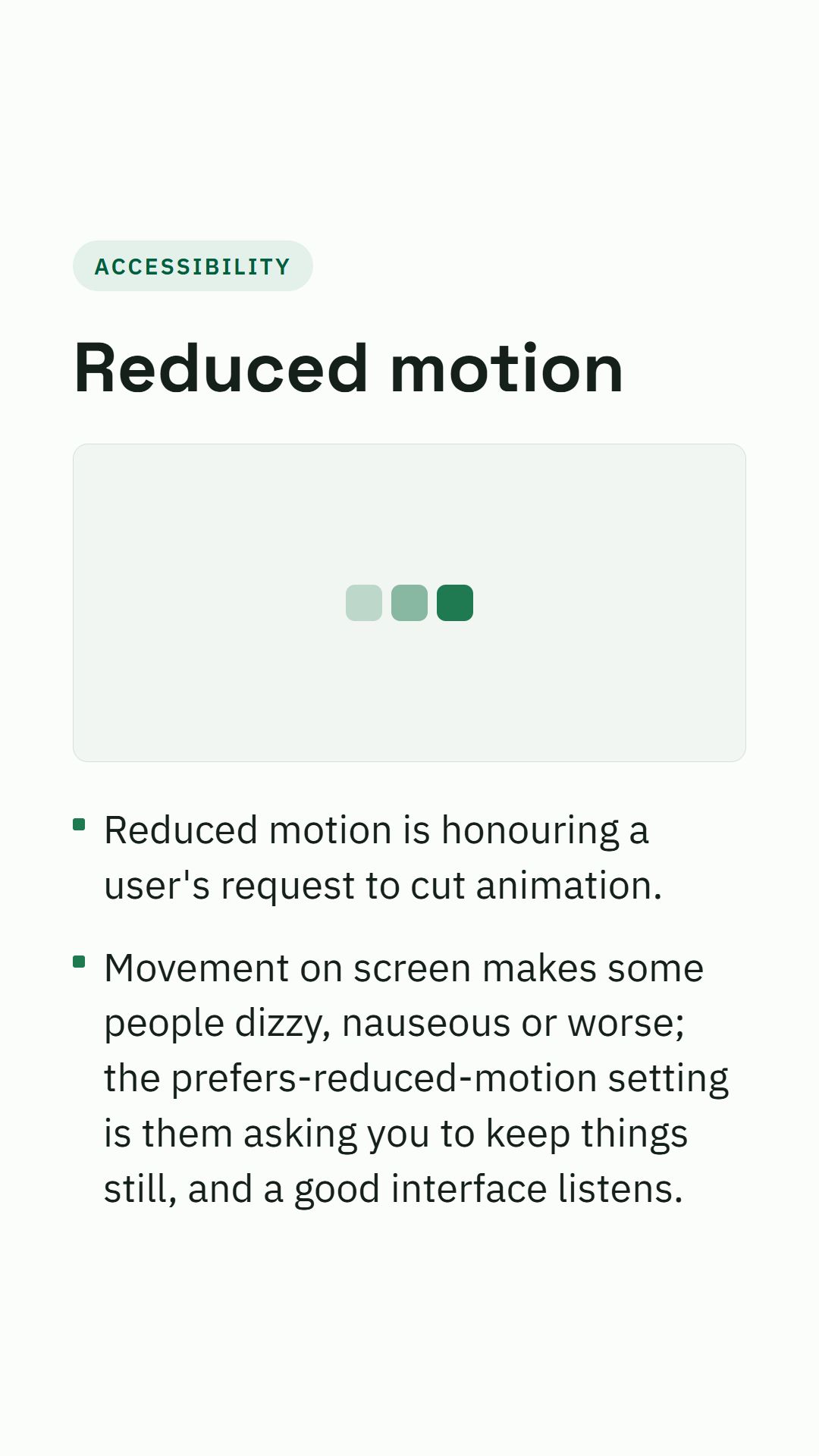 Still from the Reduced motion video