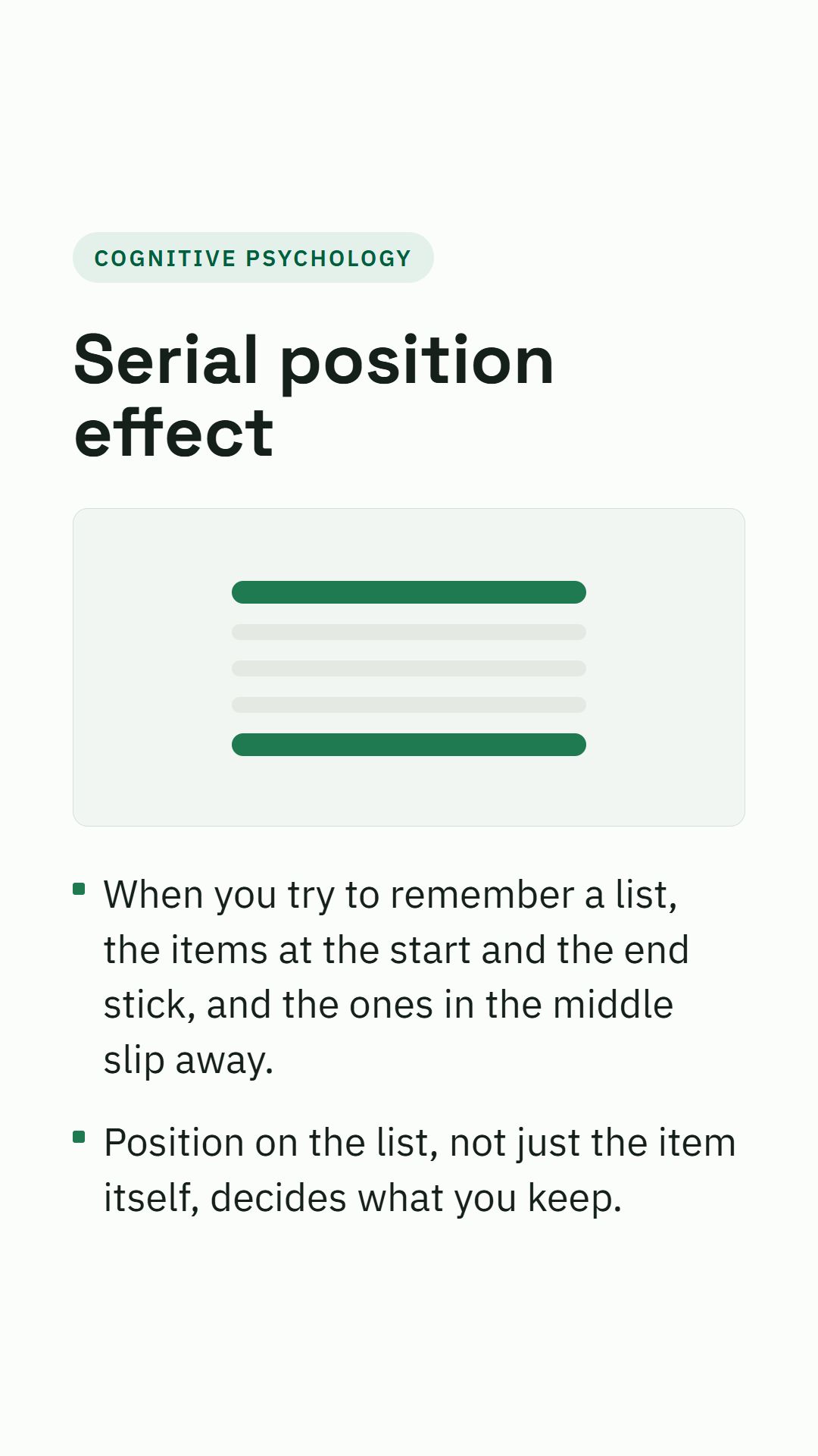 Still from the Serial position effect video