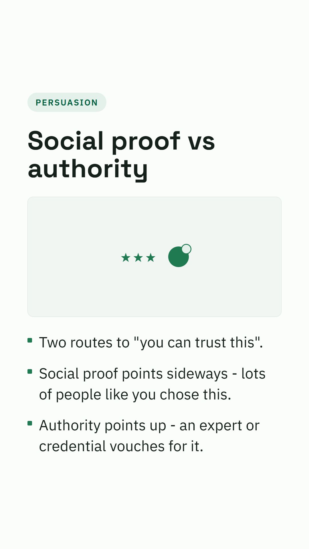Still from the Social proof vs authority video