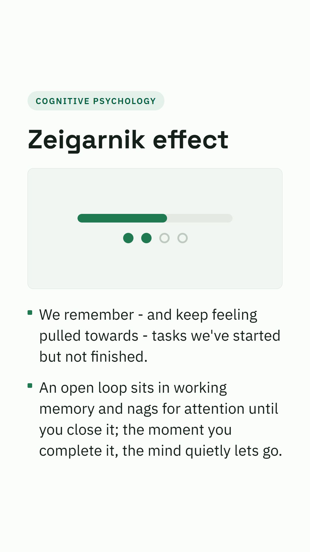 Still from the Zeigarnik effect video
